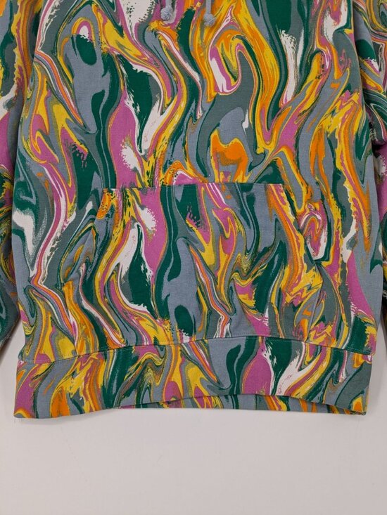 Psychedelic Swirl Hoodie Colorful Abstract Streetwear Y2K Festival Artsy Size M - Picture 7 of 11